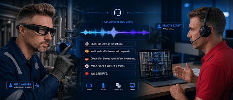 Banner: assistenza remota con traduzione vocale multilingue durante la sessione